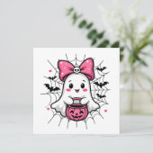 Spooky Ghost mit rosa Bauch Brustkrebs Bewusstsein Einladung (Stehend Vorderseite)