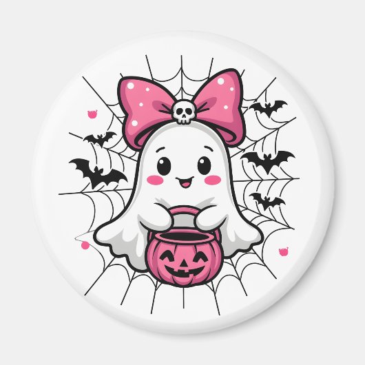Spooky Ghost mit rosa Bauch Brustkrebs Bewusstsein Magnet (Vorne)