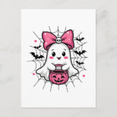 Spooky Ghost mit rosa Bauch Brustkrebs Bewusstsein Postkarte (Vorderseite)