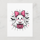 Spooky Ghost mit rosa Bauch Brustkrebs Bewusstsein Postkarte (Vorderseite)
