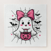Spooky Ghost mit rosa Bauch Brustkrebs Bewusstsein Puzzle (Vertikal)
