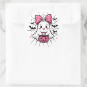 Spooky Ghost mit rosa Bauch Brustkrebs Bewusstsein Runder Aufkleber (Tasche)