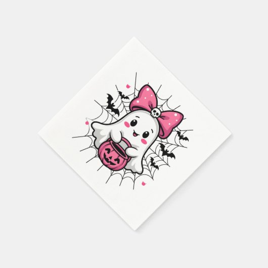 Spooky Ghost mit rosa Bauch Brustkrebs Bewusstsein Serviette (Ecke)