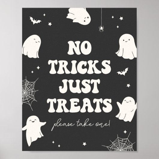 Spooky Ghost No Tricks Nur Leckereien Halloween-Ze Poster (Vorne)
