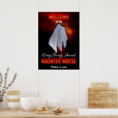 Spooky Ghost on Fiery Sky Spuk House Welcome Po Poster (Küche)