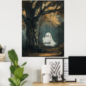 Spooky Ghost on Swing Halloween Autumn Forest Poster (Heimbüro)