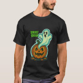Spooky Ghost Over Pumpkin Jack-O-Lantern T-Shirt (Vorderseite)