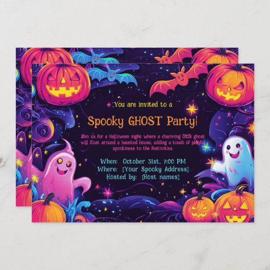 Spooky Ghost-Party Einladung (Vorne/Hinten)