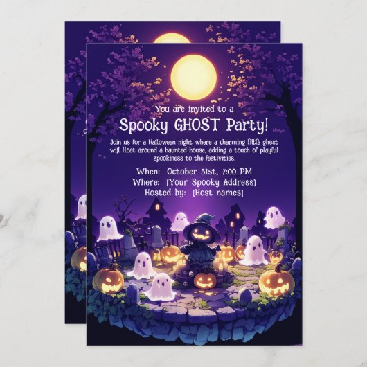 Spooky Ghost-Party Einladung (Vorne/Hinten)