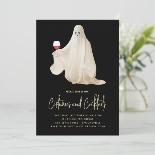 Spooky Ghost Party Halloween Einladung (Stehend Vorderseite)