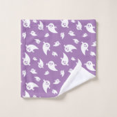 Spooky Ghost Pattern auf Lila Niedlichen Halloween Badhandtuch Set (Waschlappen)