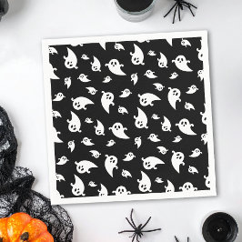 Spooky Ghost Pattern auf schwarz dekorativen Hallo Serviette