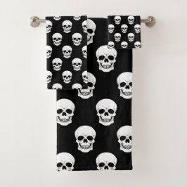 Spooky Ghost Pattern auf schwarz Niedliches Hallow Badhandtuch Set