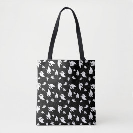 Spooky Ghost Pattern auf schwarzem Halloween Tasche