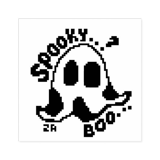 Spooky ghost, Pixelart, Pixel Art  Gummistempel (Prägung)