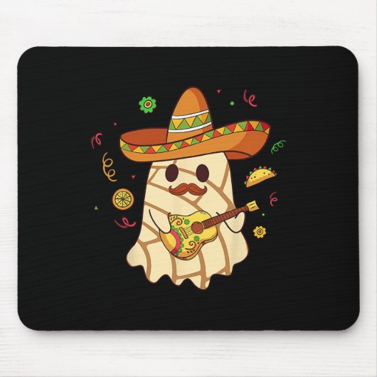 Spooky Ghost Play Gitarre Conchas Pan Dulce Hallow Mousepad (Vorne)