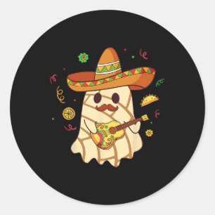 Spooky Ghost Play Gitarre Conchas Pan Dulce Hallow Runder Aufkleber