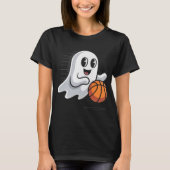 Spooky Ghost Playing Basketball Retro Halloween Co T-Shirt (Vorderseite)