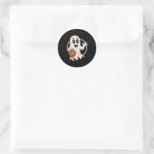 Spooky Ghost Playing Sketll Retro Halloween Costum Runder Aufkleber (Tasche)