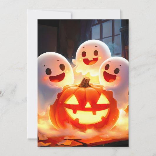 Spooky Ghost Pumpkin Party Glow Feiertagskarte (Vorderseite)