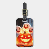 Spooky Ghost Pumpkin Party Glow Gepäckanhänger (Vorderseite vertikal)