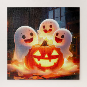 Spooky Ghost Pumpkin Party Glow Puzzle