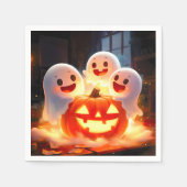 Spooky Ghost Pumpkin Party Glow Serviette (Vorderseite)