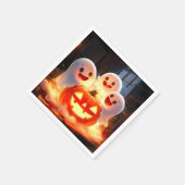 Spooky Ghost Pumpkin Party Glow Serviette (Ecke)