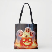 Spooky Ghost Pumpkin Party Glow Tasche (Vorderseite)