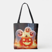 Spooky Ghost Pumpkin Party Glow Tasche (Rückseite)