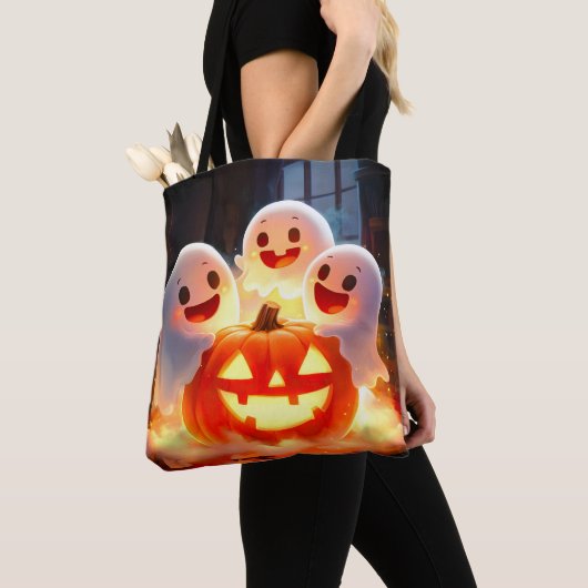 Spooky Ghost Pumpkin Party Glow Tasche (Von Nahem)
