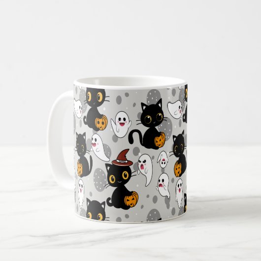 Spooky Ghost Pumpkin Paws Kaffeetasse (Vorderseite Links)