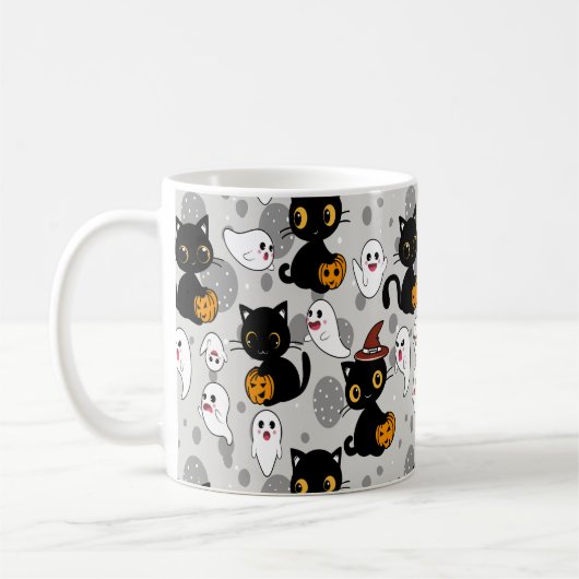 Spooky Ghost Pumpkin Paws Kaffeetasse (Links)