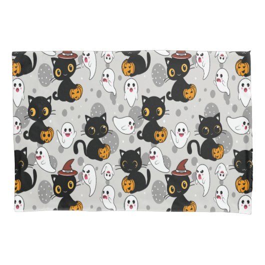 Spooky Ghost Pumpkin Paws Kissenbezug (Vorderseite)