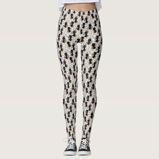 Spooky Ghost Pumpkin Paws Leggings (Vorderseite)