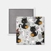 Spooky Ghost Pumpkin Paws Magnet (Vorderseite/Rückseite)