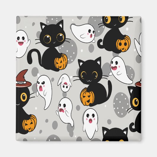 Spooky Ghost Pumpkin Paws Magnet (Vorne)