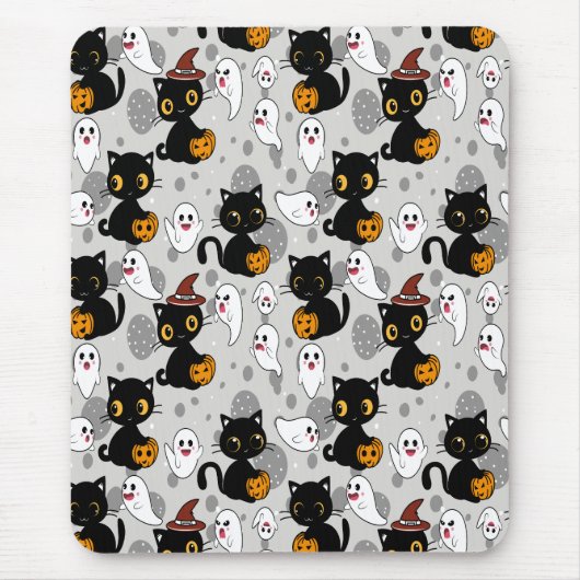 Spooky Ghost Pumpkin Paws Mousepad (Vorne)