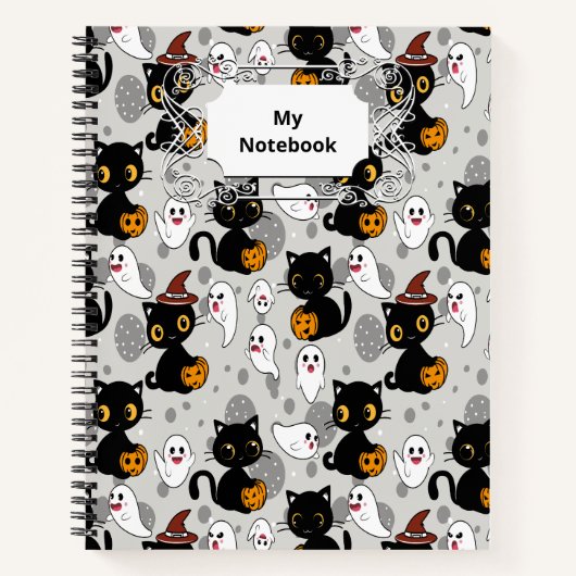 Spooky Ghost Pumpkin Paws Notizblock (Vorderseite)