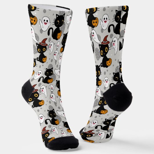 Spooky Ghost Pumpkin Paws Socken (Gewinkelt)
