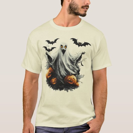 Spooky Ghost & Pumpkins Halloween-T - Shirt | Spaß (Vorderseite)