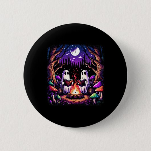 Spooky Ghost Reading Book Cotattaccore Lehrer Button (Vorderseite)