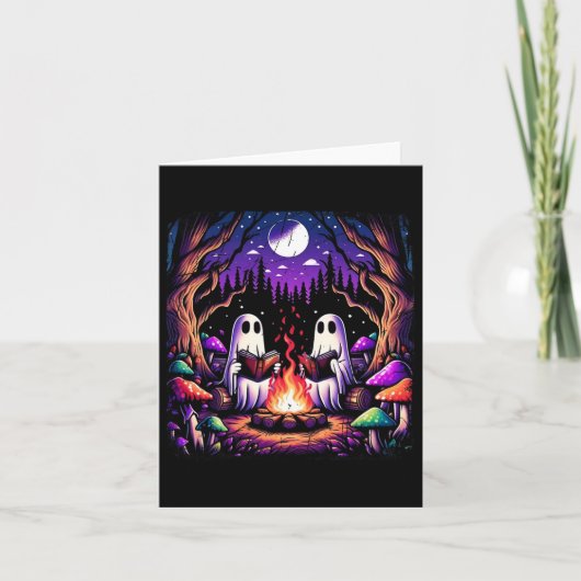 Spooky Ghost Reading Book Cotattaccore Lehrer Karte (Vorderseite)
