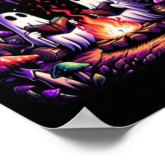 Spooky Ghost Reading Book Cotattaccore Lehrer Poster (Ecke)