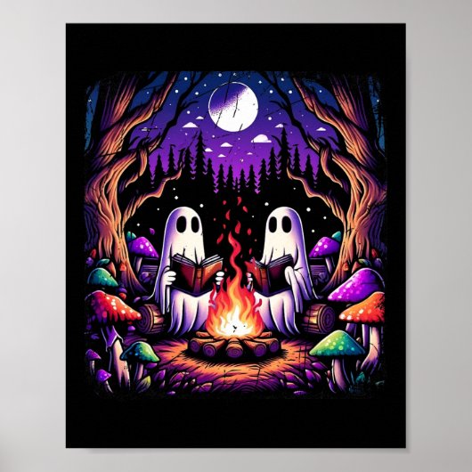 Spooky Ghost Reading Book Cotattaccore Lehrer Poster (Vorne)