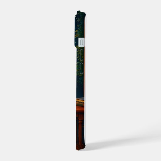 Spooky Ghost Reading unter Vollmond Fall iPhone 15 Hülle (Linke Seite)