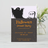 Spooky Ghost RIP Grave Halloween Abendessen Party Einladung (Stehend Vorderseite)