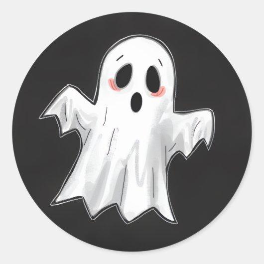 Spooky Ghost Runder Aufkleber (Vorderseite)