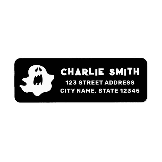 Spooky Ghost schwarz Halloween Rücksendeadresse (Vorne)