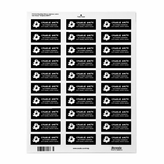 Spooky Ghost schwarz Halloween Rücksendeadresse (Vorne)